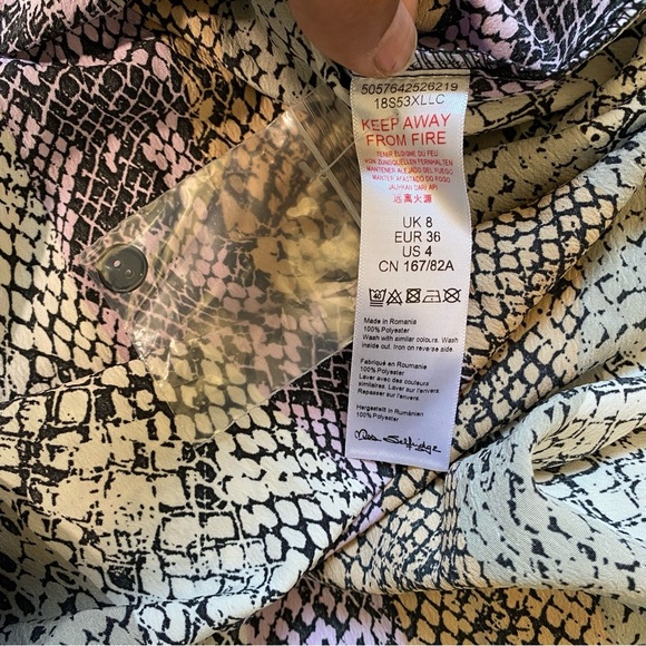 Miss Selfridge Snake Print Midi Dress In‎ Lilac Size 4 Preppy Feminine Flowy - Picture 7 of 16